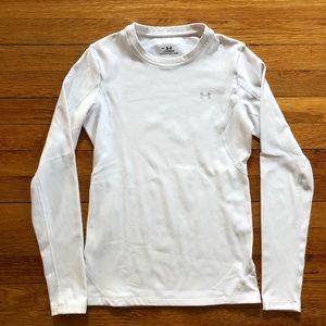 Under Armour White ColdGear Fitted Long Sleeve, M